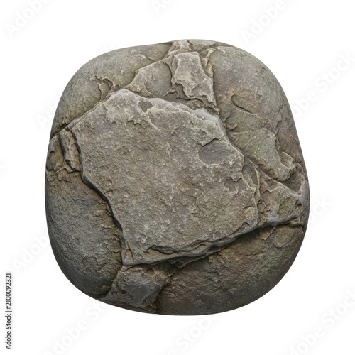 Textured Gray Rock Isolated on White Background.