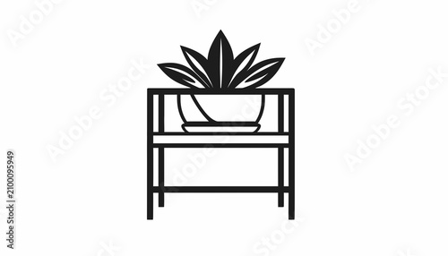 Quadro su tela Simple line art of a succulent.