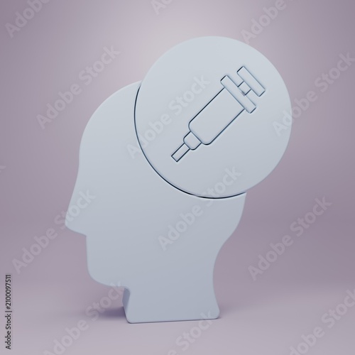 Fotografía Grey Addiction to the drug icon isolated on purple background