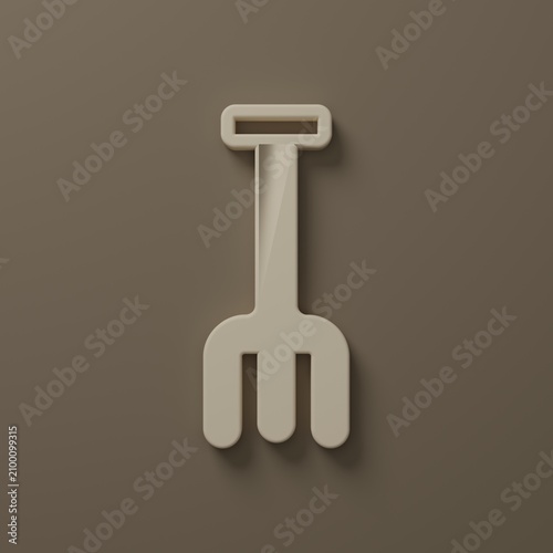 Tableau sur toile Beige Garden rake icon isolated on brown background