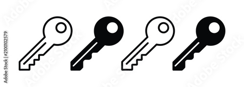 Key icon vector symbol featuring secure access protection authentication and circular key head design