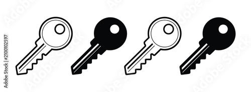 Key icon representing security access protection and authentication with circular head vector illustration