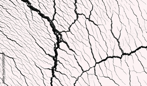 Принти на полотні Cracked dry earth surface with deep fissures under bright light during drought c
