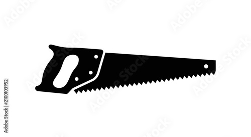 Canvastavla Hand saw silhouette against a white background simple tool illustration