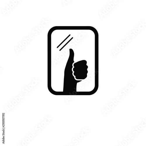 Canvas-taulu Black thumb up hand sign icon.