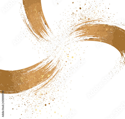 Luxury Gold Glitter Brush Stroke Splash Vector Design Element Isolated on Transparent Background