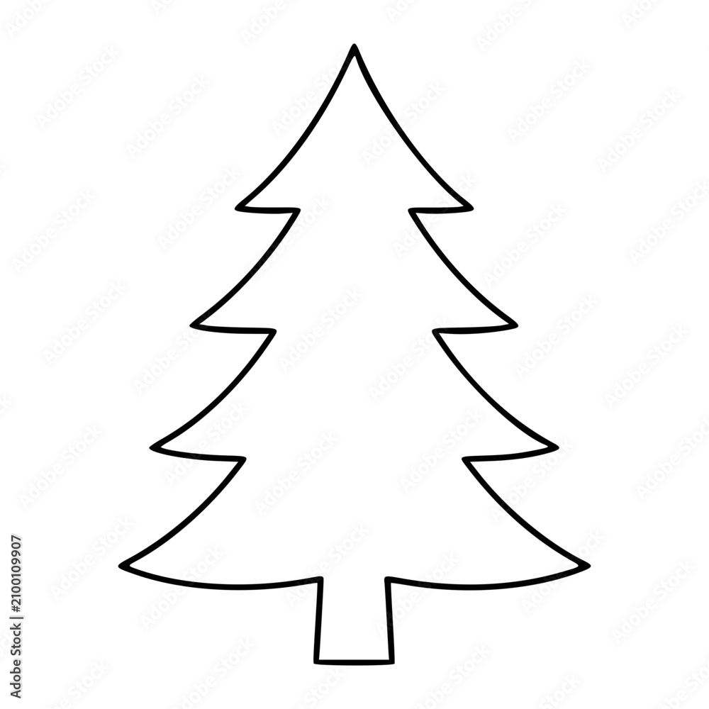 Obraz premium Elegant hand-drawn pine tree vector icon featuring clean minimalist line art, perfect for nature-themed branding, seasonal designs, forest illustrations, and organic eco-friendly projects requiring