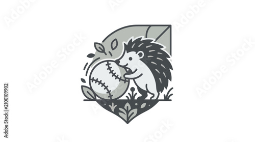 Картината върху платно Hedgehog holding a baseball smiling.