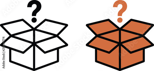 Fotografía Question box icons, surprise package symbols for mystery rewards, hidden contents, secret gifts, curiosity concepts, gaming interfaces and digital applications