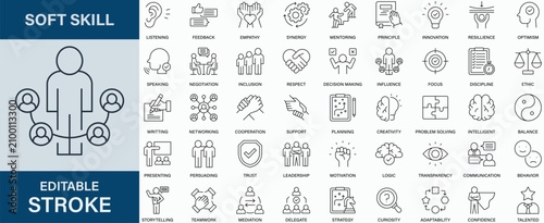 Konstfotografi Soft Skill icon collection set