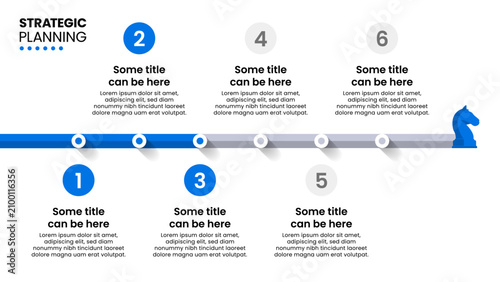 Infographic template. Strategic planning with line and 6 points