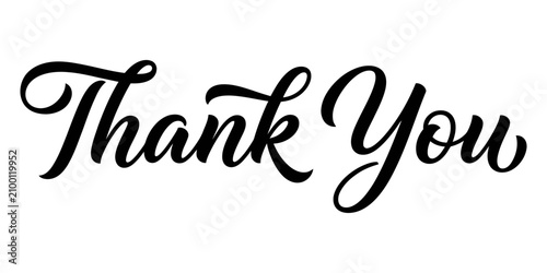 Photography Elegant black calligraphy writing saying thank you with flourishing script on a