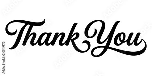 Photography Elegant black and white calligraphy reading thank you with flourishing script on