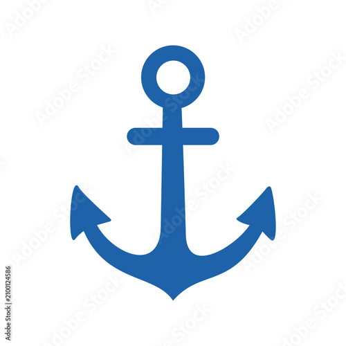 Foto Blue Anchor Icon Isolated on White Background, Simple Marine Navigation Symbol V