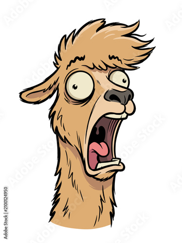 Принти на полотні Cartoon illustration of a shocked llama with wide eyes and open mouth