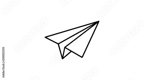Obraz na płótnie A clean black and white line art vector icon of a paper airplane glider, perfect for messages, communication, creativity, or playful digital design concepts