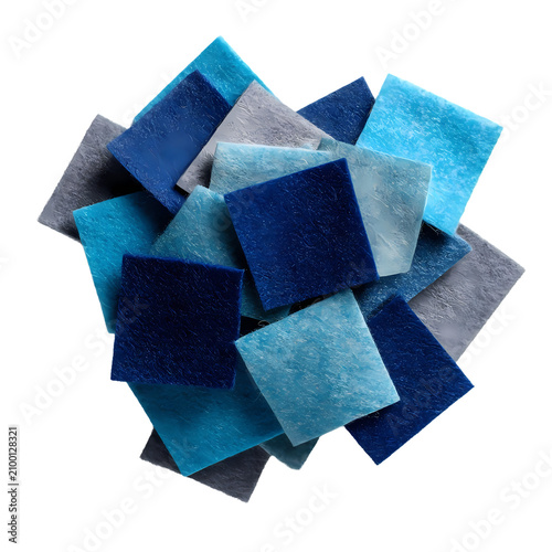 isolated blue felt pieces on transparent background 