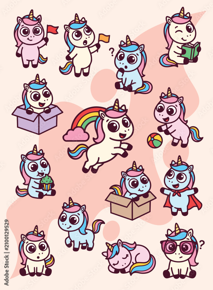 Fototapeta premium Rainbow Unicorns Dancing Through A Magical Candy Dream