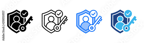 User Authentication icon set multiple style collection
