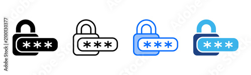 Password icon set multiple style collection