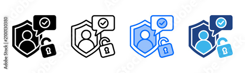 Authentication icon set multiple style collection