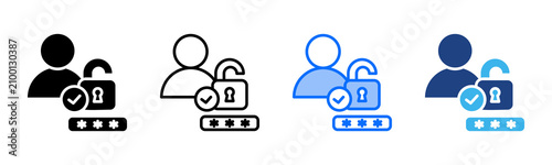 Authentication icon set multiple style collection