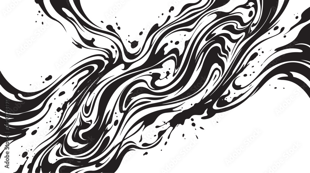Fototapeta premium Dynamic black liquid splash with organic flowing waves