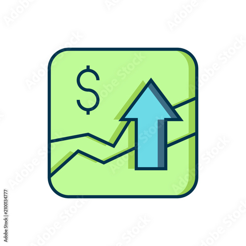 Filled outline Financial growth increase icon isolated on white background. Increasing revenue. Flat filled outline style with shadow. Vector