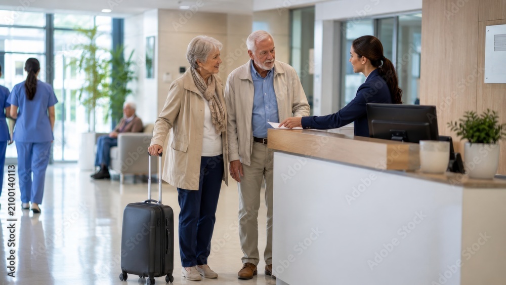 Naklejka premium Senior Hospital Reception and Admission