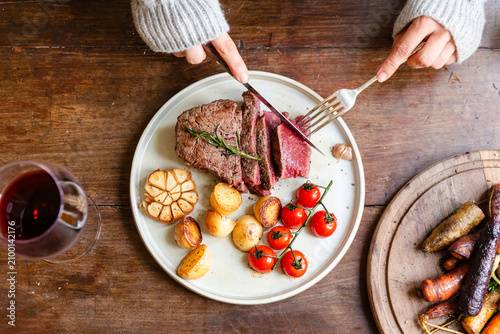Gourmet steak with roasted vegetables
