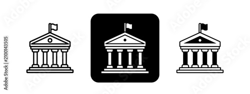 Cuadro en lienzo Institution  Solid color and black line drawing vector illustration set