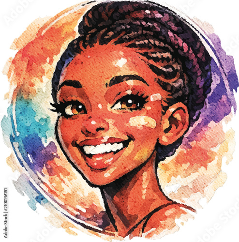 Photos Vector Girl Portrait Illustration – Cute Coquette Character with Dynamic Fish-Ey