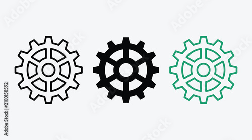Принти на полотні Gear cog icon set in line solid and outline graphic styles mechanical industry e