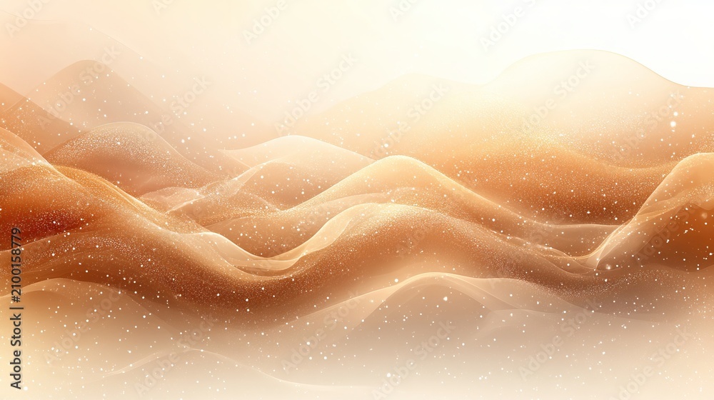 Fototapeta premium Abstract Golden Waves Texture with Sparkling Silver Glitter Particles for Creative Backdrop Design