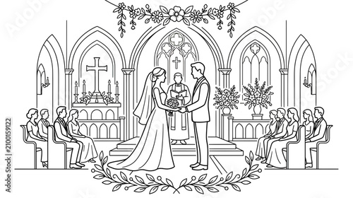 Konstfotografi Wedding Ceremony in a Church Interior