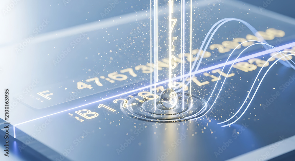 Fototapeta premium HIPAA data security and digital encryption abstract background with glowing particles and wave patterns for medical technology concepts