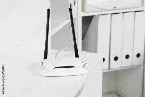 White wireless router with ...