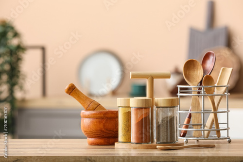 Wooden mortar and pestle wi...
