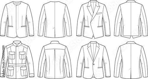 Fotografía Black and white of eight different women's blouses with various necklines and sl