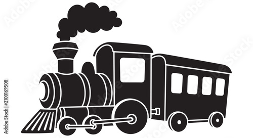 Schilderij op canvas Train Silhouette On White Background A Simple Black Graphic locomotive