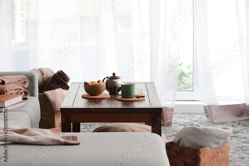 Cozy living room interior w...