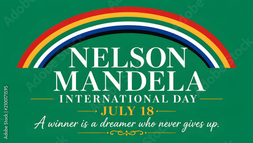 Nelson mandela international day july 18 quote poster with rainbow graphic