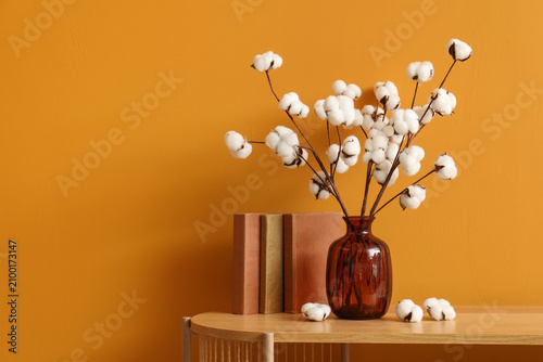 Cotton branches in a brown ...