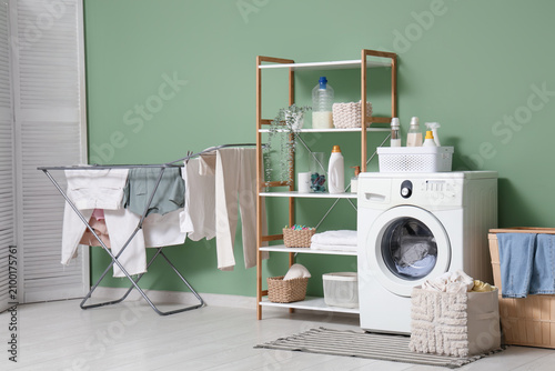Interior of modern laundry ...