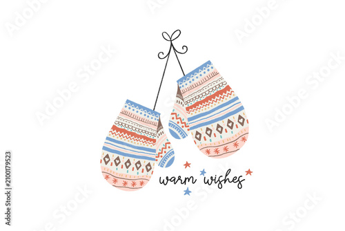 Christmas Mittens Winter Warm Wishes Sublimation Design