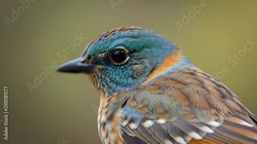 Close-up of a beautiful azure-crowned jay bird perched, showing its colorful feathers and sharp