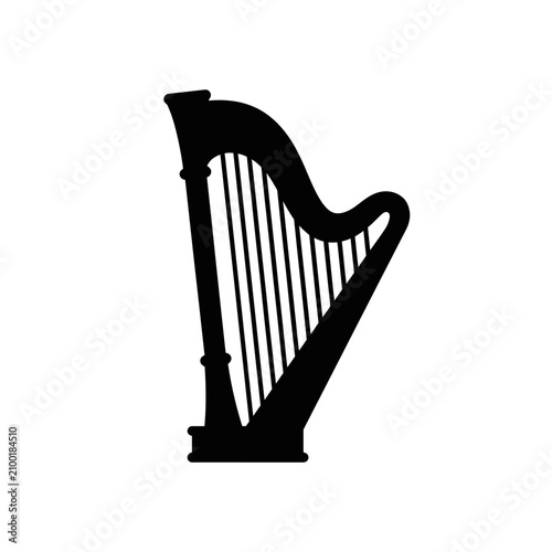 Musical instrument harp silhouette vector graphic isolated object