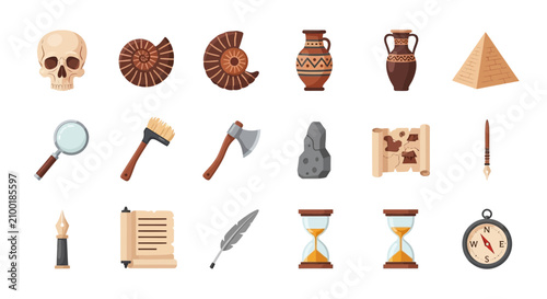 Foto Ancient history artifacts and symbols.