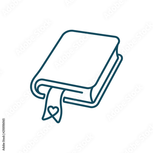Open book icon with bookmark and heart symbol outline