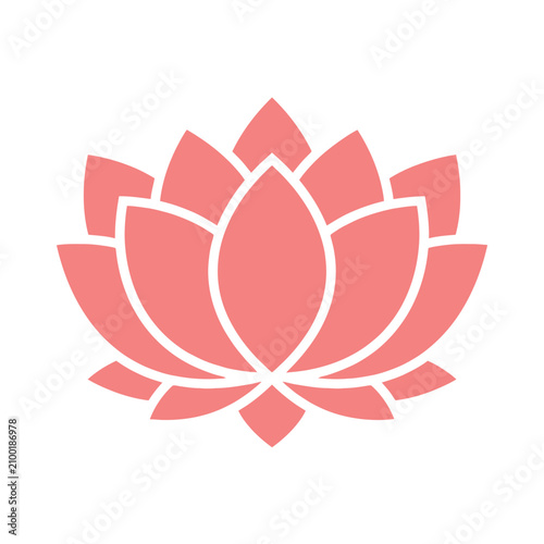 Valokuva Pink lotus flower icon with clean lines, stylized floral graphic, symbol of peac